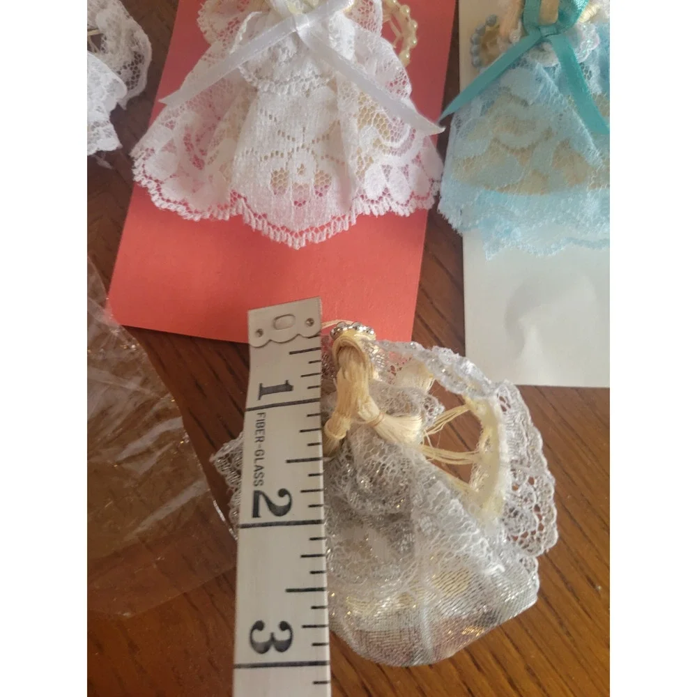 Handmade Praying Angel Pins Lace Dress jewelry Christmas Ornaments Lot of‎ 7